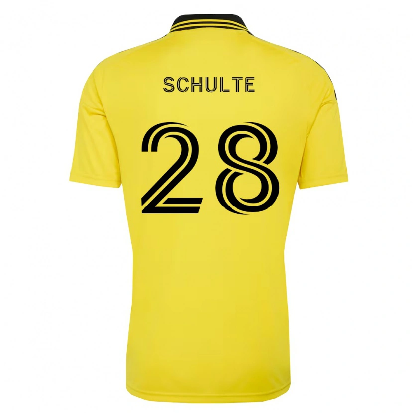 Danxen Børn Patrick Schulte #28 Gul Sort Hjemmebane Spillertrøjer 2026/27 Trøje T-Shirt