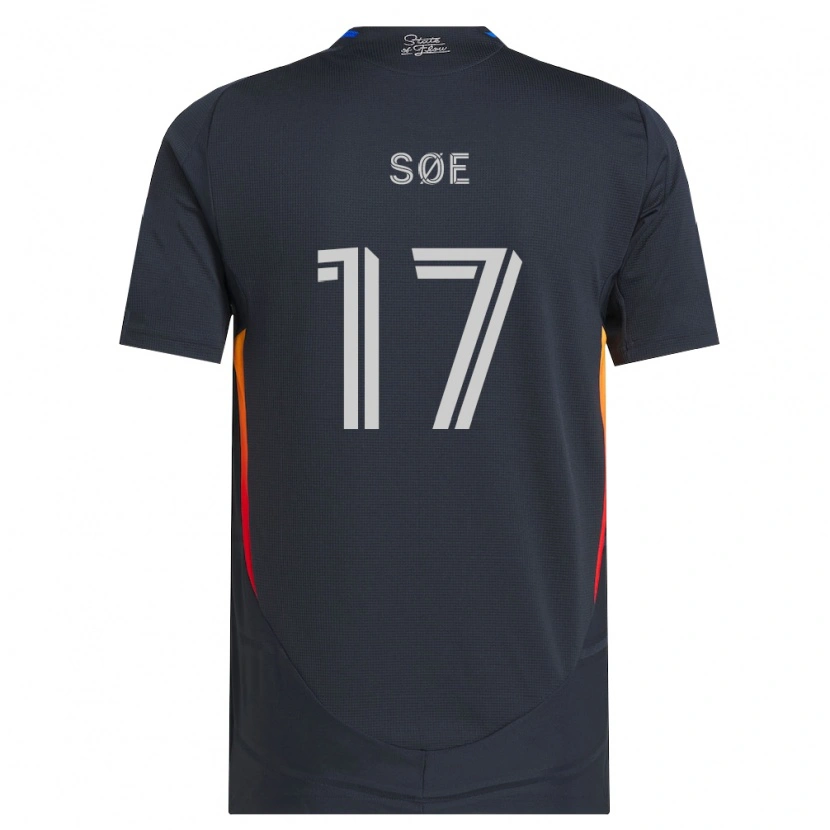 Danxen Børn Osvald Søe #17 Mørkegrå Rød Hjemmebane Spillertrøjer 2026/27 Trøje T-Shirt