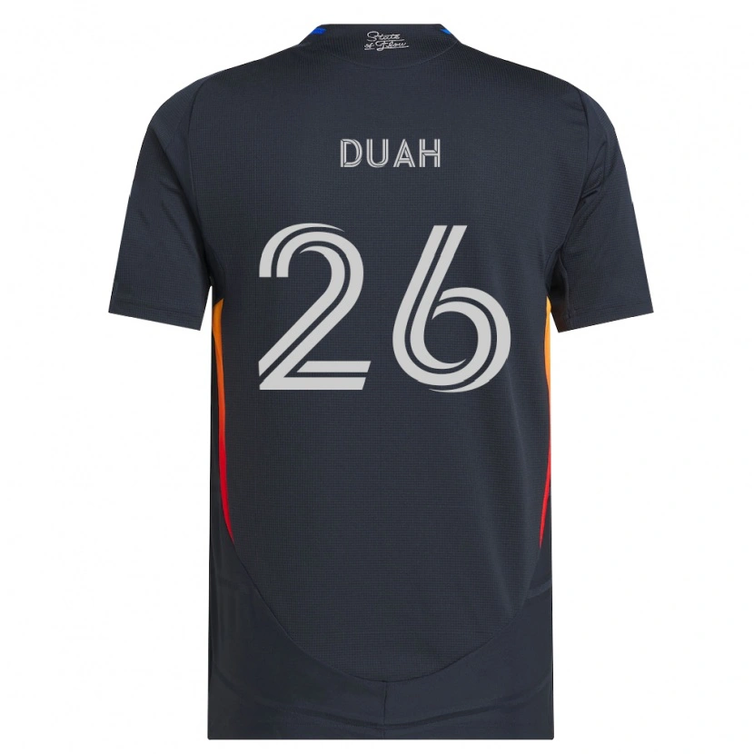 Danxen Børn Manu Duah #26 Mørkegrå Rød Hjemmebane Spillertrøjer 2026/27 Trøje T-Shirt