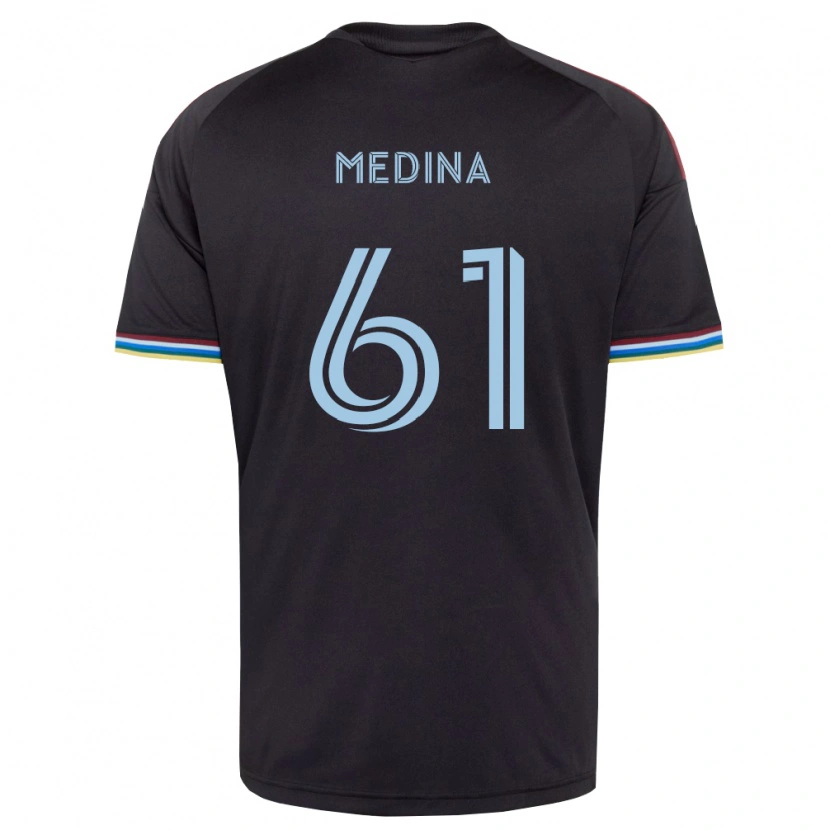 Danxen Børn Leonardo Medina #61 Sort Himmelblå Hjemmebane Spillertrøjer 2026/27 Trøje T-Shirt