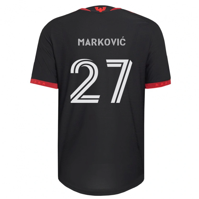 Danxen Børn Nikola Marković #27 Sort Hvid Rød Hjemmebane Spillertrøjer 2026/27 Trøje T-Shirt