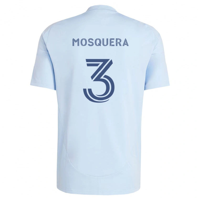 Danxen Børn Moisés Mosquera #3 Lyseblå Lysegrå Hjemmebane Spillertrøjer 2026/27 Trøje T-Shirt
