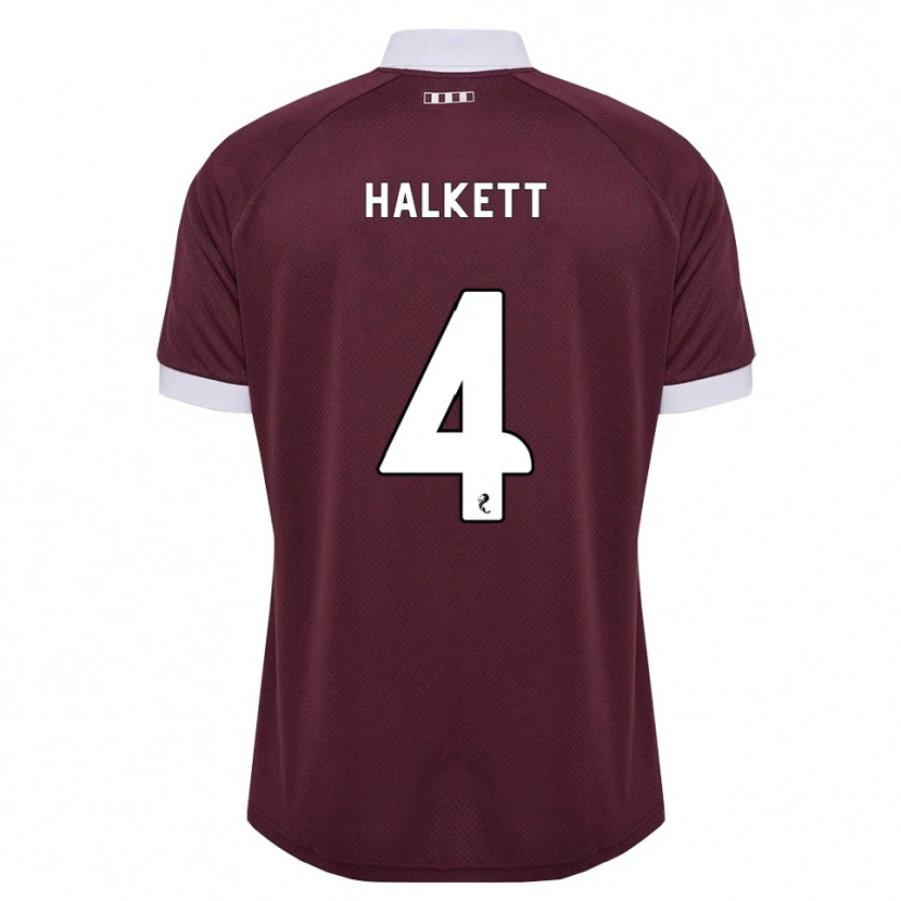 Danxen Børn Craig Halkett #4 Bordeaux Hvid Hjemmebane Spillertrøjer 2026/27 Trøje T-Shirt
