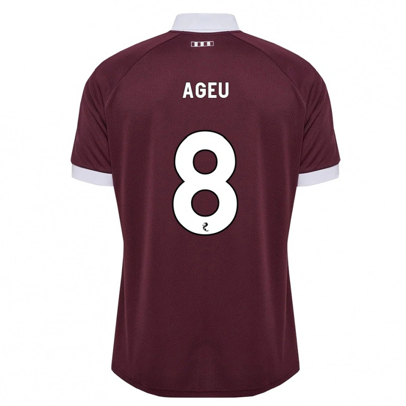 Danxen Børn Eduardo Ageu Almeida Santos #8 Bordeaux Hvid Hjemmebane Spillertrøjer 2026/27 Trøje T-Shirt