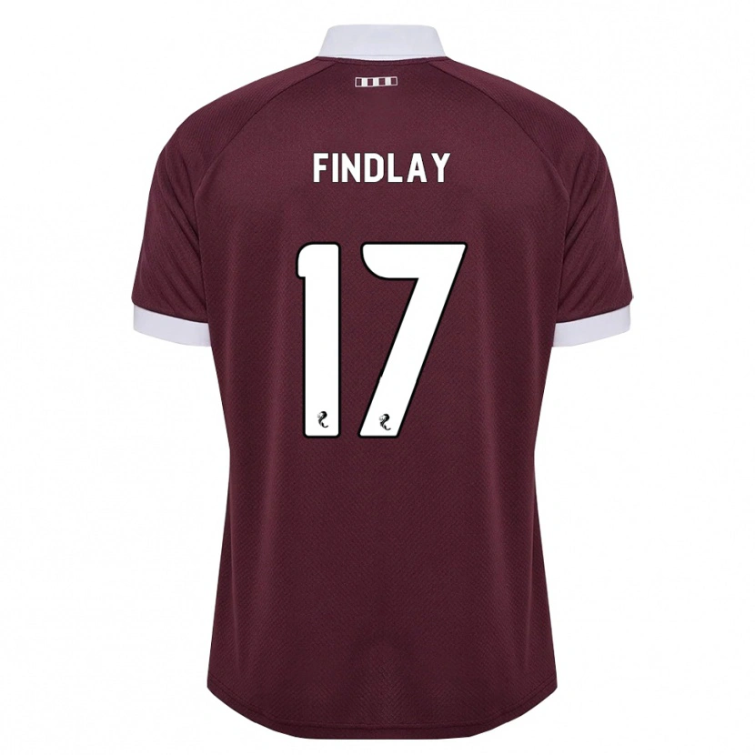 Danxen Børn Stuart Findlay #17 Bordeaux Hvid Hjemmebane Spillertrøjer 2026/27 Trøje T-Shirt