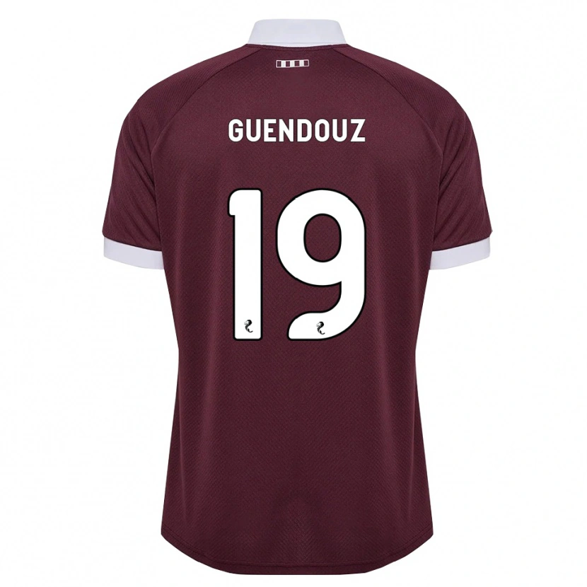 Danxen Børn Sabri Guendouz #19 Bordeaux Hvid Hjemmebane Spillertrøjer 2026/27 Trøje T-Shirt