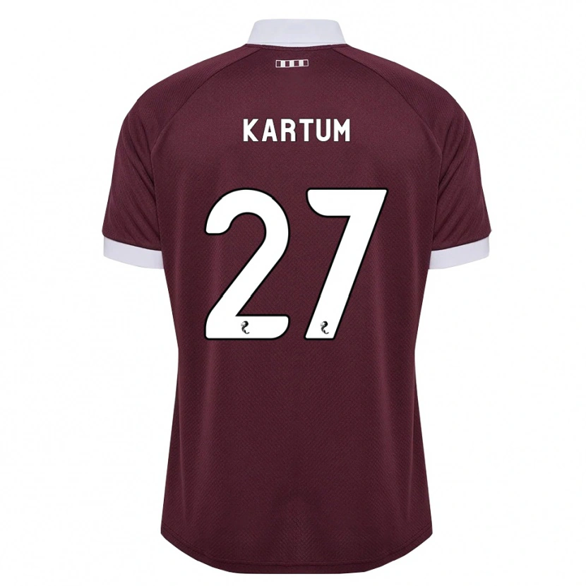 Danxen Børn Sander Kartum #27 Bordeaux Hvid Hjemmebane Spillertrøjer 2026/27 Trøje T-Shirt