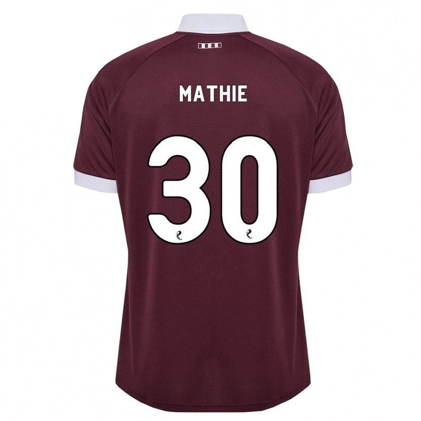 Danxen Børn Jayden Mathie #30 Bordeaux Hvid Hjemmebane Spillertrøjer 2026/27 Trøje T-Shirt