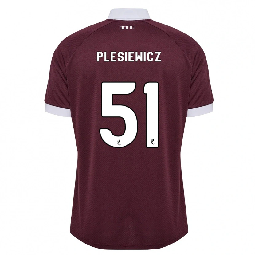Danxen Børn Szymon Plesiewicz #51 Bordeaux Hvid Hjemmebane Spillertrøjer 2026/27 Trøje T-Shirt