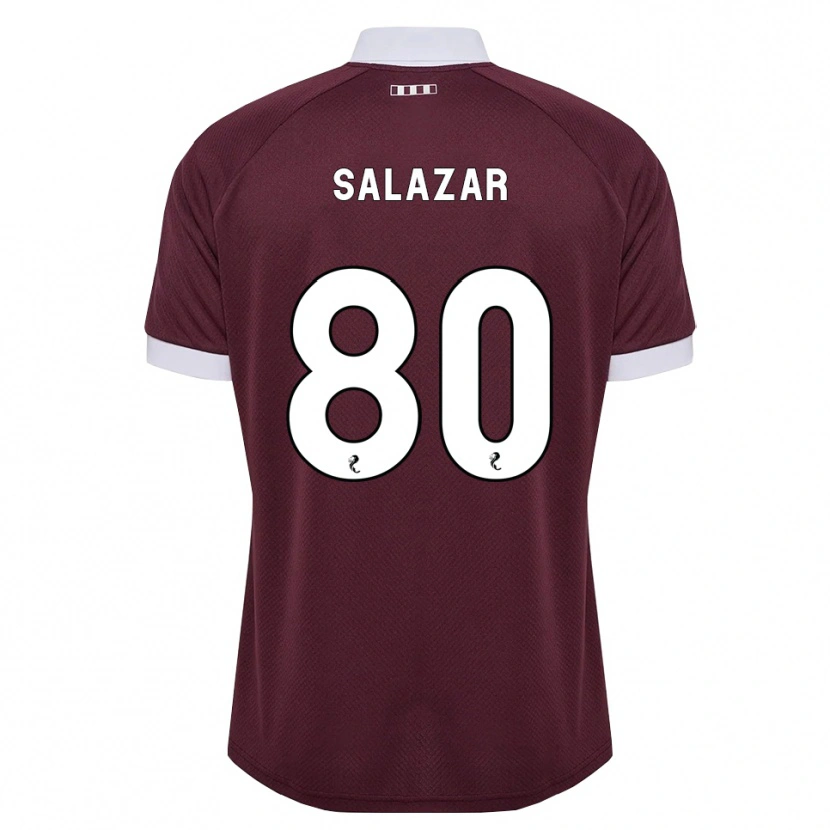 Danxen Børn Andrés Salazar #80 Bordeaux Hvid Hjemmebane Spillertrøjer 2026/27 Trøje T-Shirt