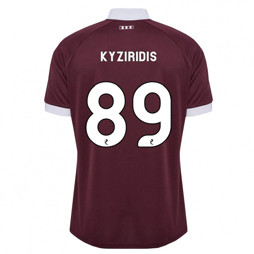 Danxen Børn Alexandros Kyziridis #89 Bordeaux Hvid Hjemmebane Spillertrøjer 2026/27 Trøje T-Shirt