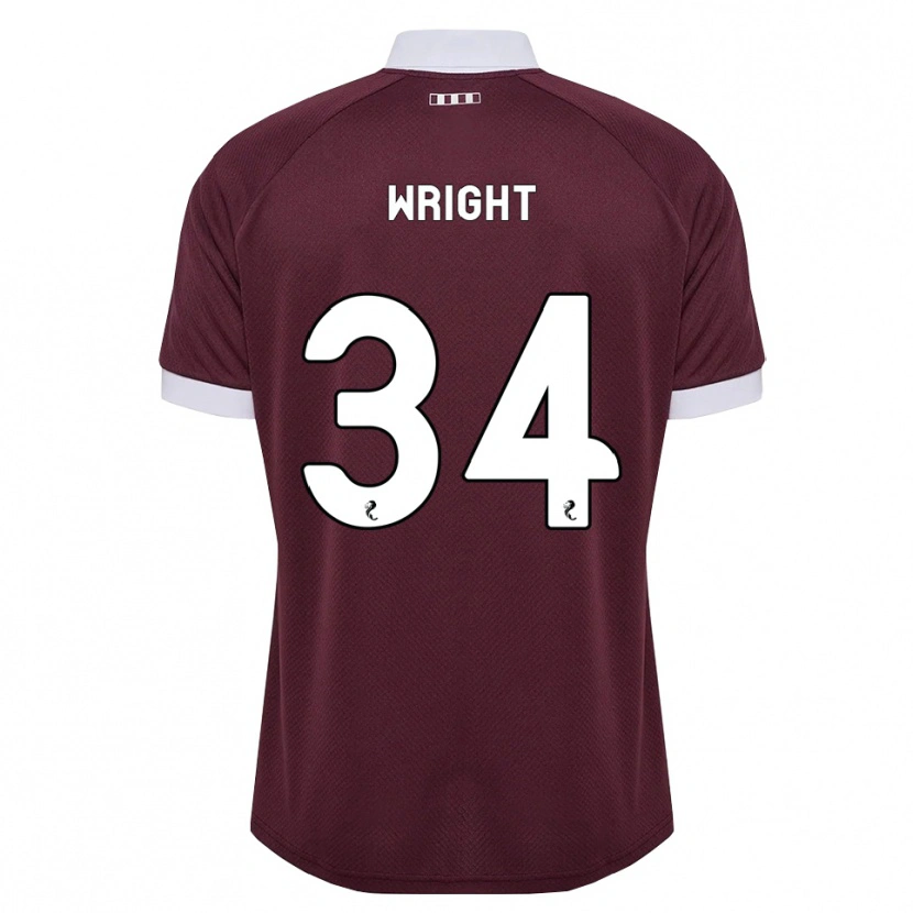 Danxen Børn Kieran Wright #34 Bordeaux Hvid Hjemmebane Spillertrøjer 2026/27 Trøje T-Shirt