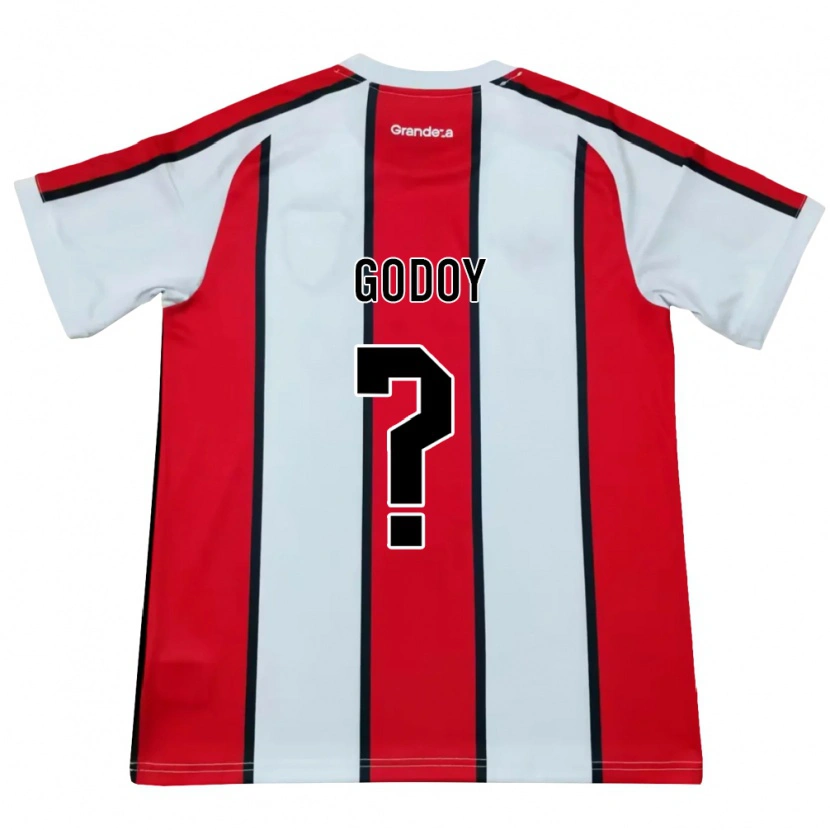 Danxen Børn Lautaro Godoy #0 Hvid Rød Sort Udebane Spillertrøjer 2026/27 Trøje T-Shirt