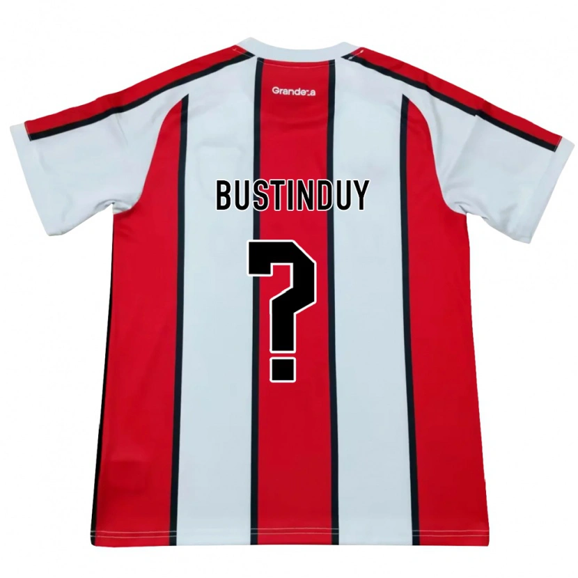 Danxen Børn Agustín Bustinduy #0 Hvid Rød Sort Udebane Spillertrøjer 2026/27 Trøje T-Shirt