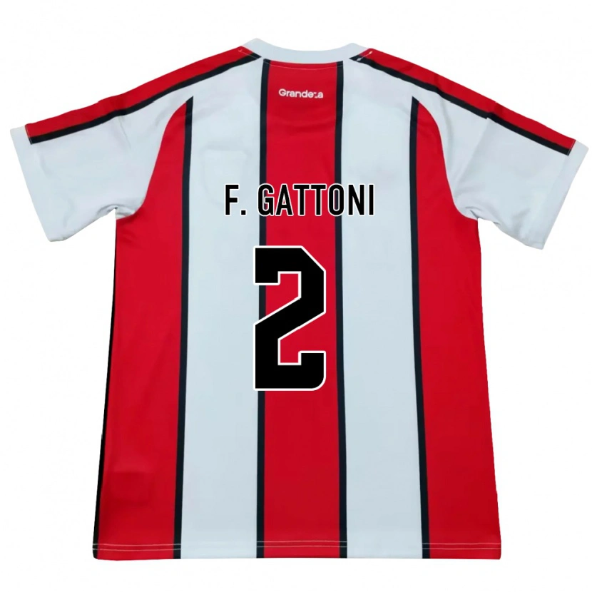 Danxen Børn Federico Gattoni #2 Hvid Rød Sort Udebane Spillertrøjer 2026/27 Trøje T-Shirt