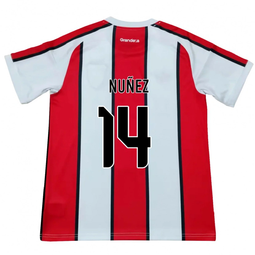 Danxen Børn Elias Nuñez #14 Hvid Rød Sort Udebane Spillertrøjer 2026/27 Trøje T-Shirt