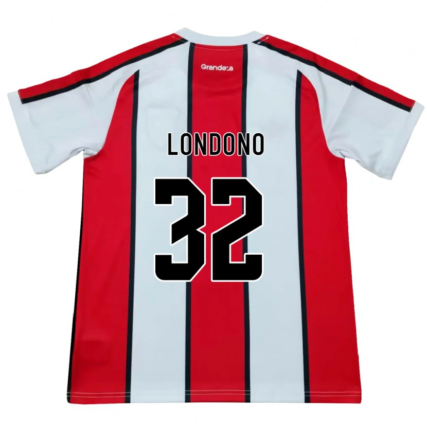 Danxen Børn Flabian Londono #32 Hvid Rød Sort Udebane Spillertrøjer 2026/27 Trøje T-Shirt