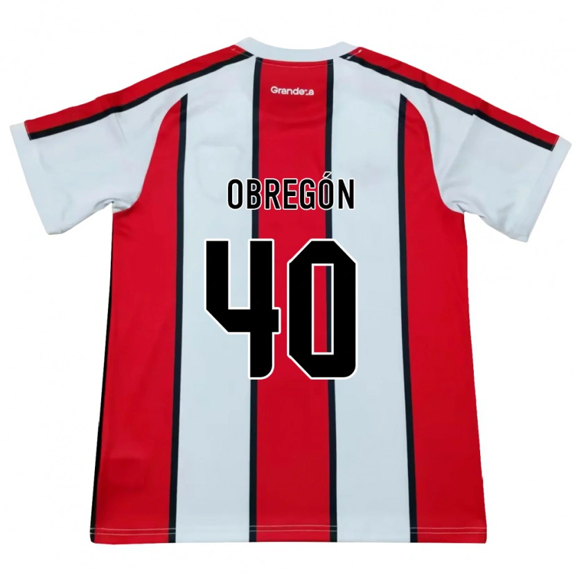 Danxen Børn Agustín Obregón #40 Hvid Rød Sort Udebane Spillertrøjer 2026/27 Trøje T-Shirt