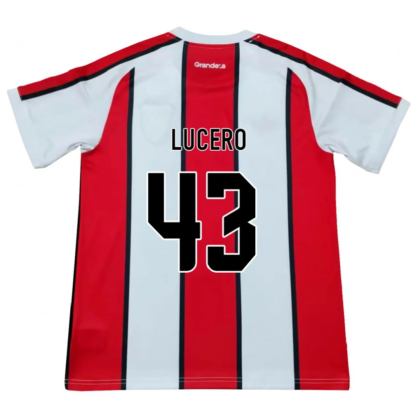Danxen Børn Valentín Lucero #43 Hvid Rød Sort Udebane Spillertrøjer 2026/27 Trøje T-Shirt