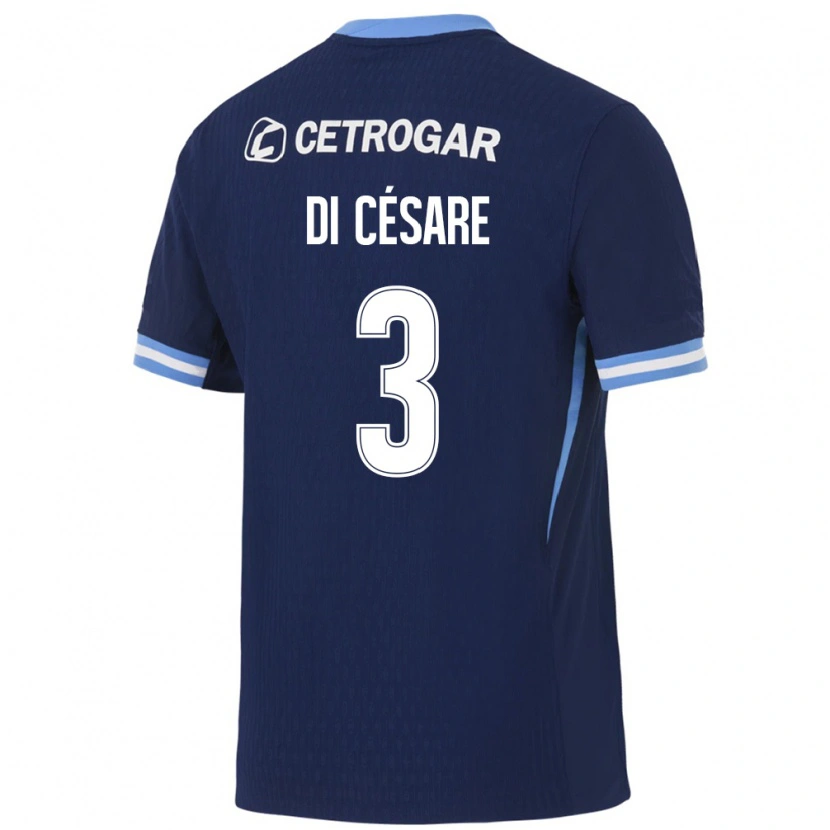 Danxen Børn Marco Di Césare #3 Kongelig Blå Lyseblå Hvid Udebane Spillertrøjer 2026/27 Trøje T-Shirt
