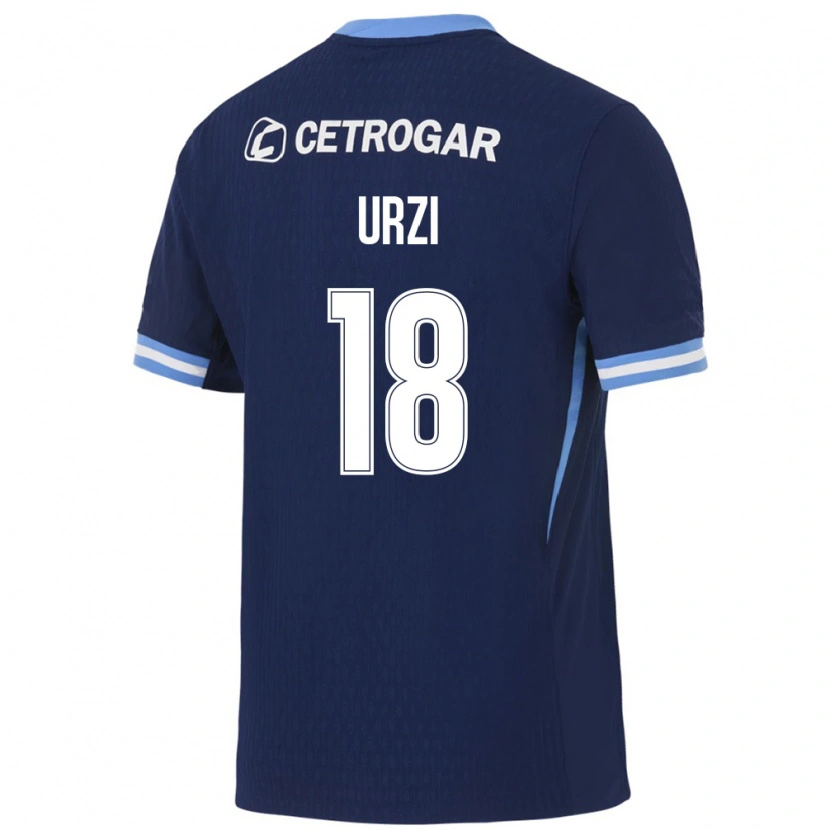 Danxen Børn Agustín Urzi #18 Kongelig Blå Lyseblå Hvid Udebane Spillertrøjer 2026/27 Trøje T-Shirt
