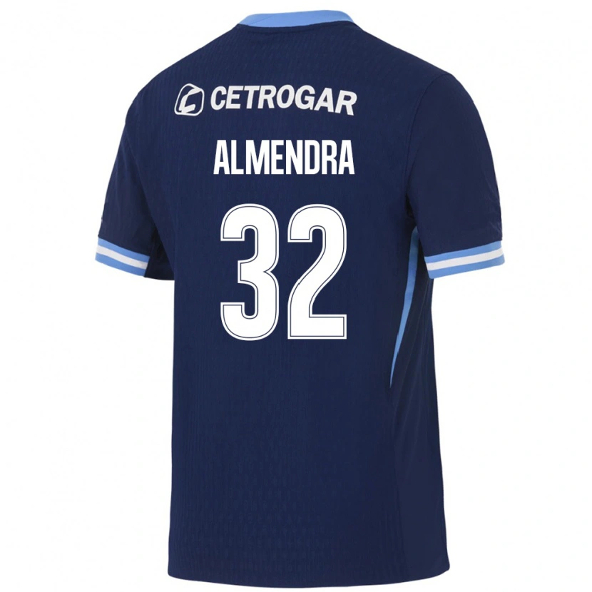 Danxen Børn Agustin Almendra #32 Kongelig Blå Lyseblå Hvid Udebane Spillertrøjer 2026/27 Trøje T-Shirt