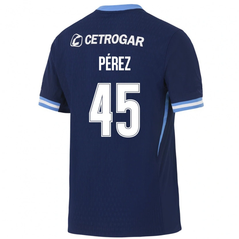 Danxen Børn Ezequiel Pérez #45 Kongelig Blå Lyseblå Hvid Udebane Spillertrøjer 2026/27 Trøje T-Shirt