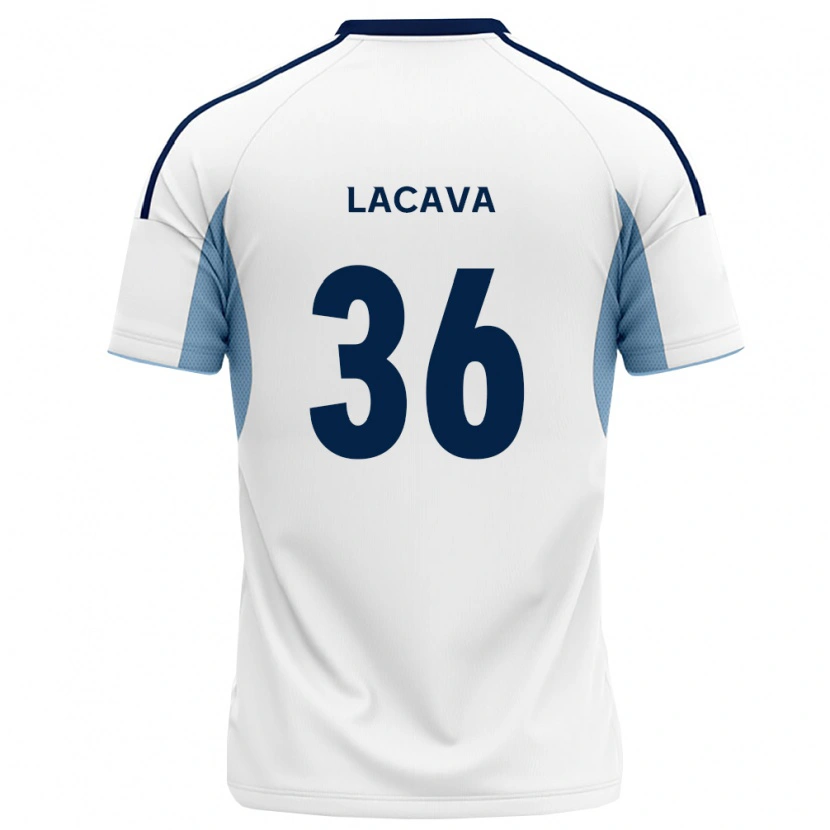 Danxen Børn Matías Lacava #36 Kongelig Blå Hvid Udebane Spillertrøjer 2026/27 Trøje T-Shirt