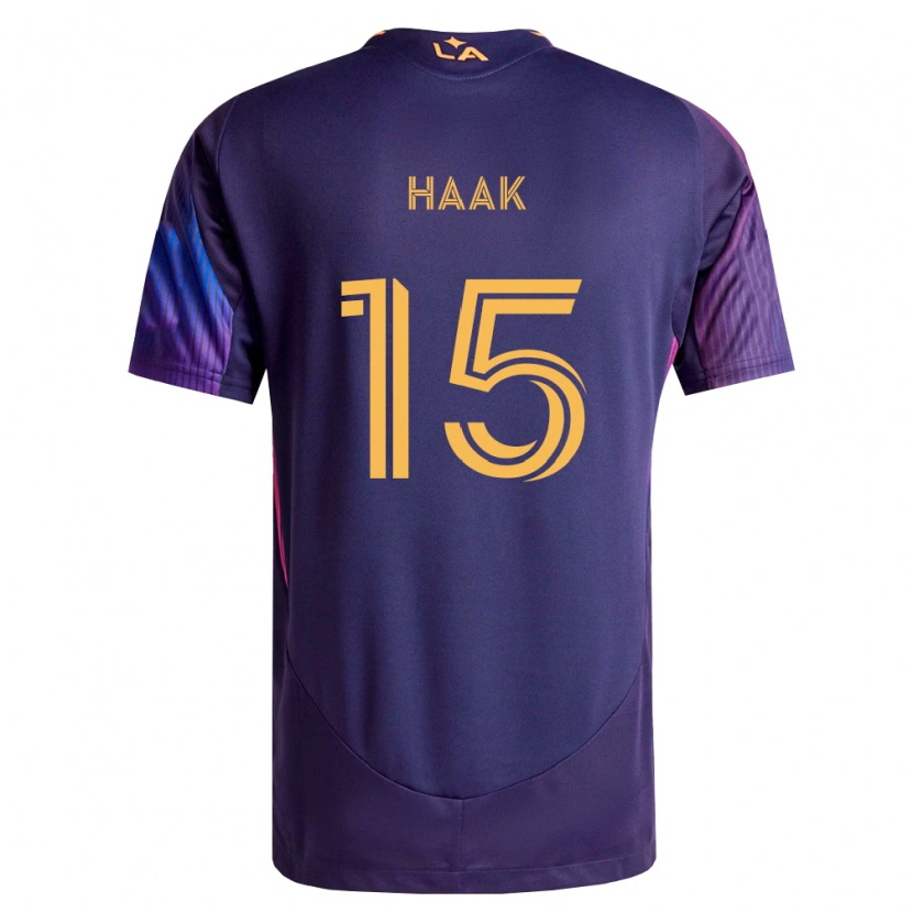 Danxen Børn Justin Haak #15 Dyb Lilla Gul Udebane Spillertrøjer 2026/27 Trøje T-Shirt