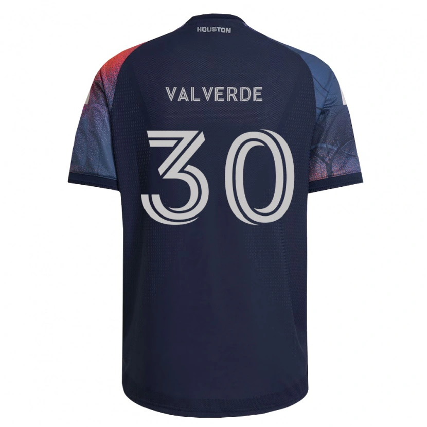 Danxen Børn Jefferson Valverde #30 Dyb Blå Hvid Orange Udebane Spillertrøjer 2026/27 Trøje T-Shirt