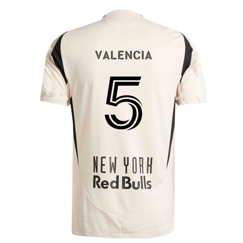 Danxen Børn Omar Valencia #5 Råhvid Rød Sort Udebane Spillertrøjer 2026/27 Trøje T-Shirt