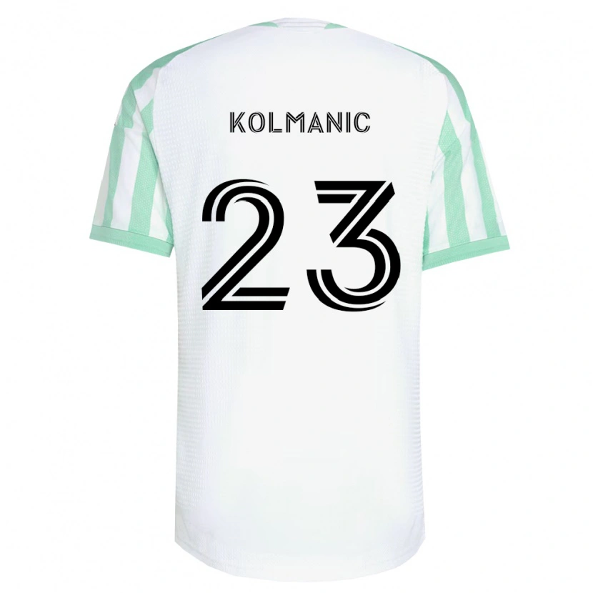 Danxen Børn Žan Kolmanič #23 Lysegrøn Sort Hvid Udebane Spillertrøjer 2026/27 Trøje T-Shirt