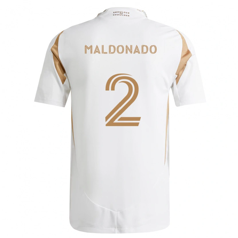 Danxen Børn Denil Maldonado #2 Hvid Brun Udebane Spillertrøjer 2026/27 Trøje T-Shirt
