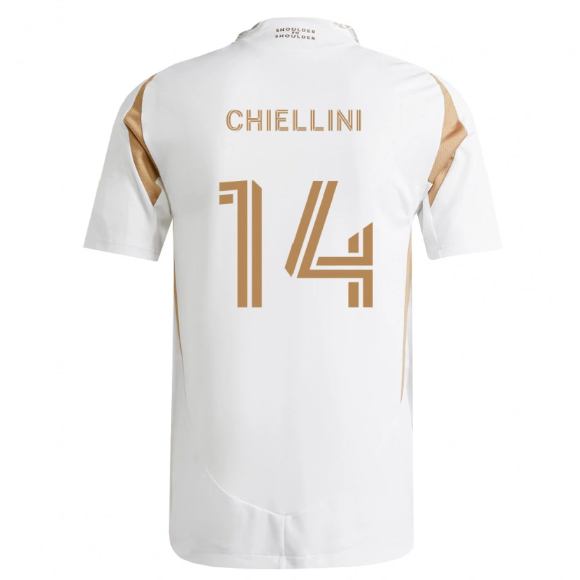 Danxen Børn Giorgio Chiellini #14 Hvid Brun Udebane Spillertrøjer 2026/27 Trøje T-Shirt
