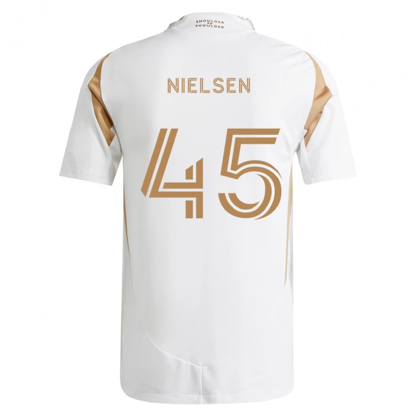 Danxen Børn Kenny Nielsen #45 Hvid Brun Udebane Spillertrøjer 2026/27 Trøje T-Shirt