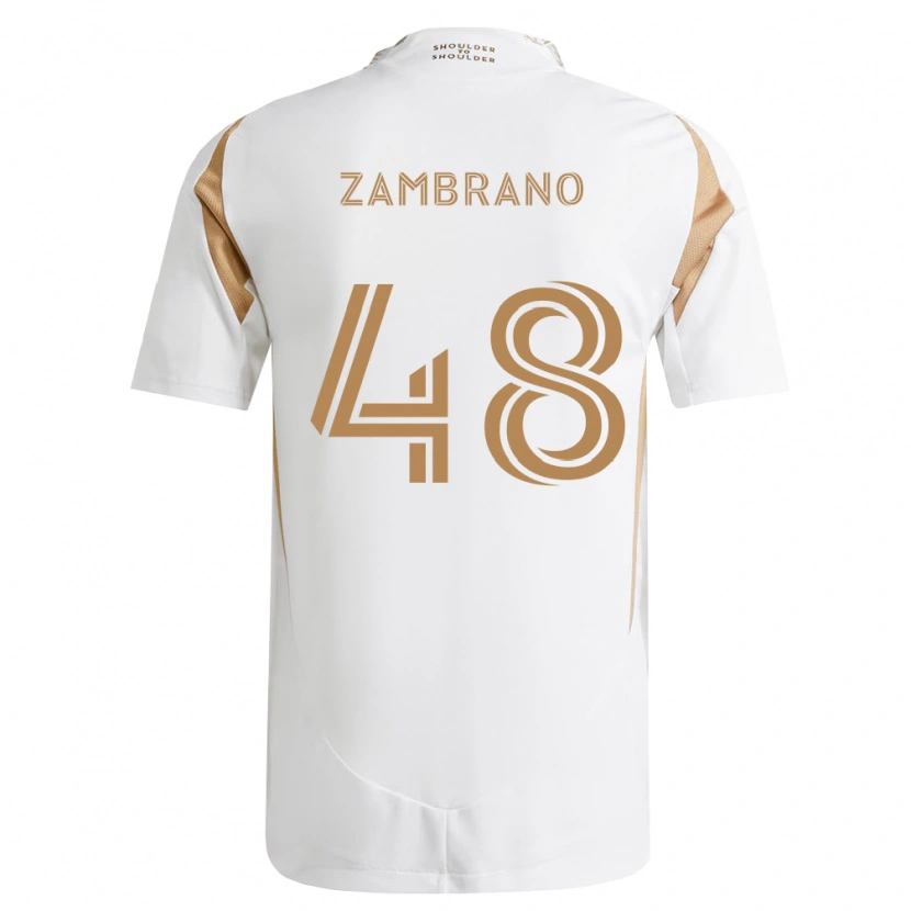 Danxen Børn Gavin Zambrano #48 Hvid Brun Udebane Spillertrøjer 2026/27 Trøje T-Shirt