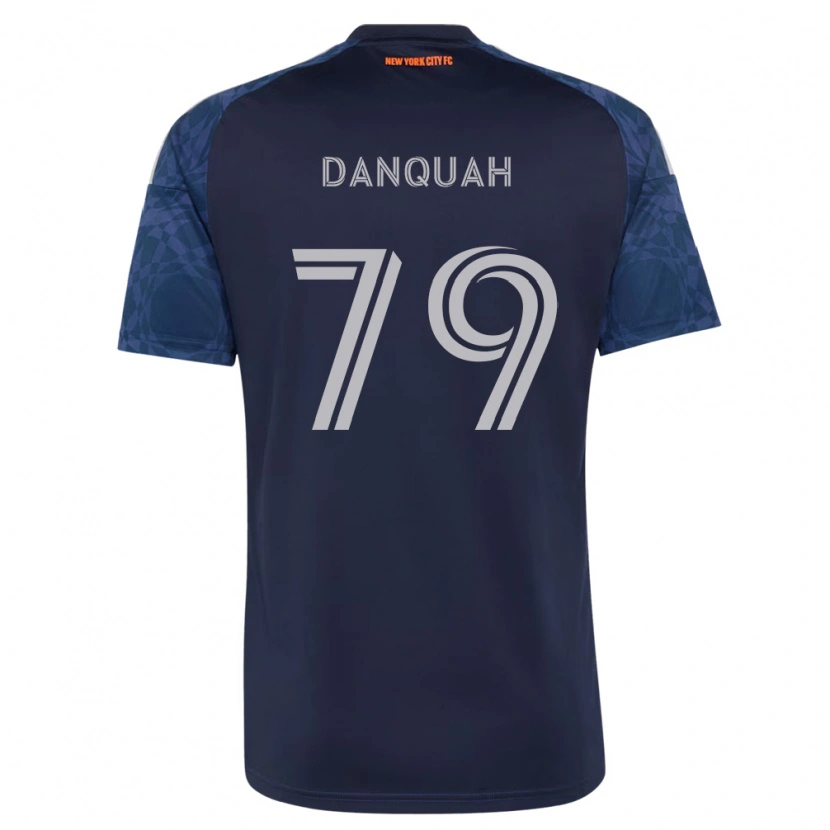 Danxen Børn Caleb Danquah #79 Dyb Blå Hvid Udebane Spillertrøjer 2026/27 Trøje T-Shirt