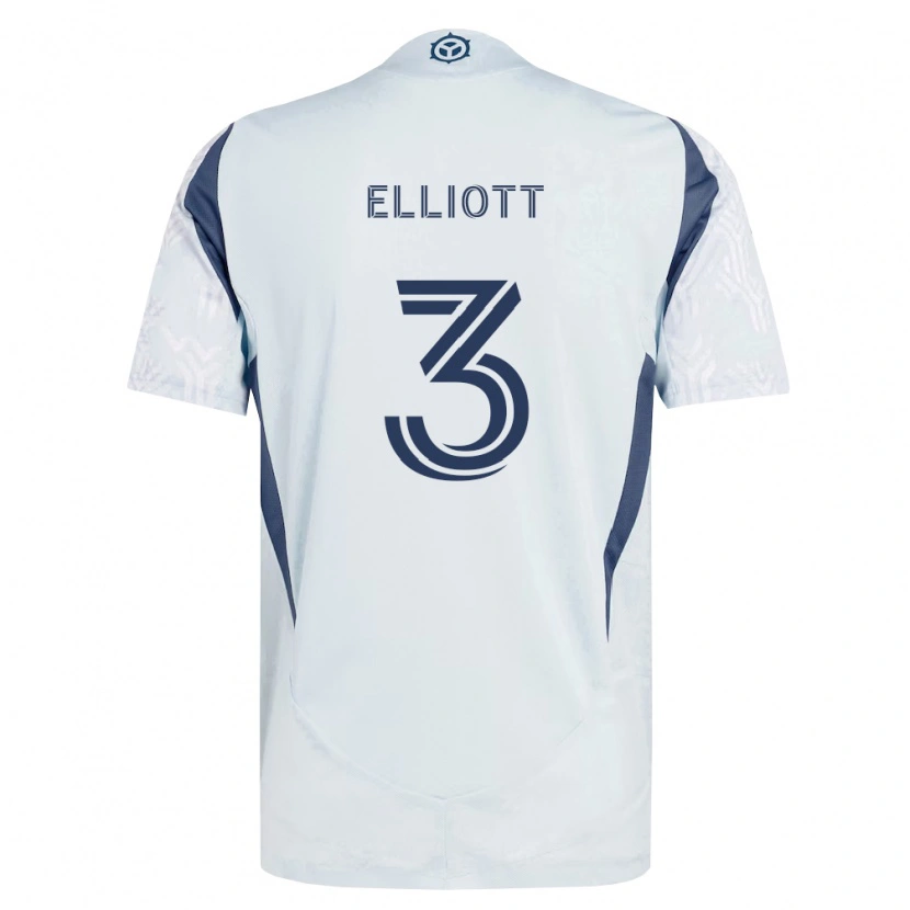Danxen Børn Jack Elliott #3 Blågrå Hvid Udebane Spillertrøjer 2026/27 Trøje T-Shirt
