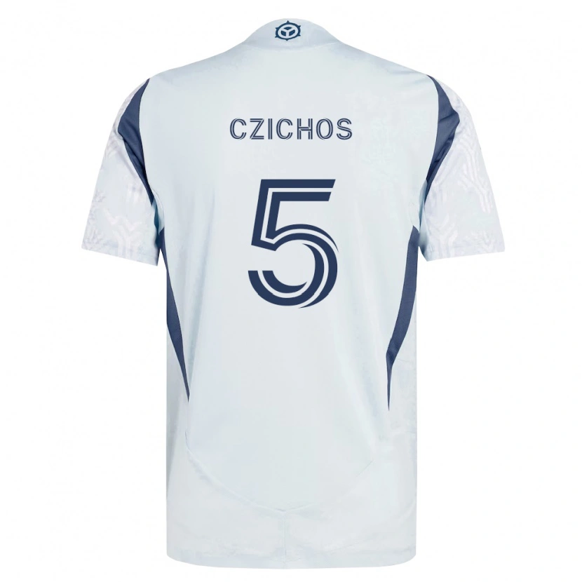Danxen Børn Rafael Czichos #5 Blågrå Hvid Udebane Spillertrøjer 2026/27 Trøje T-Shirt