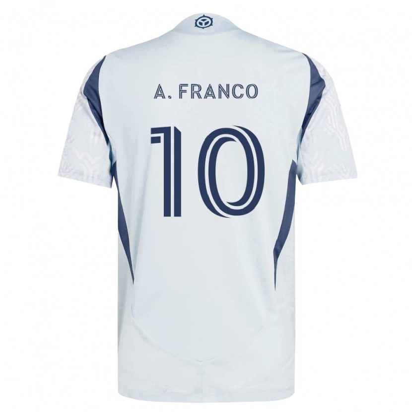 Danxen Børn André Franco #10 Blågrå Hvid Udebane Spillertrøjer 2026/27 Trøje T-Shirt