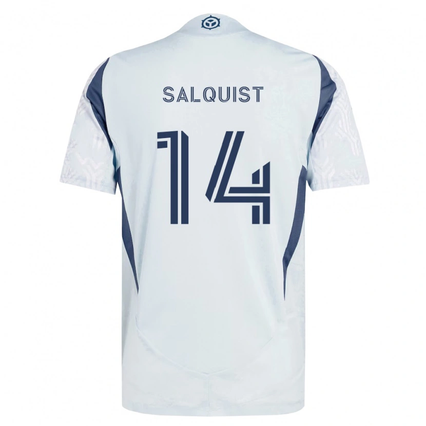 Danxen Børn Tobias Salquist #14 Blågrå Hvid Udebane Spillertrøjer 2026/27 Trøje T-Shirt