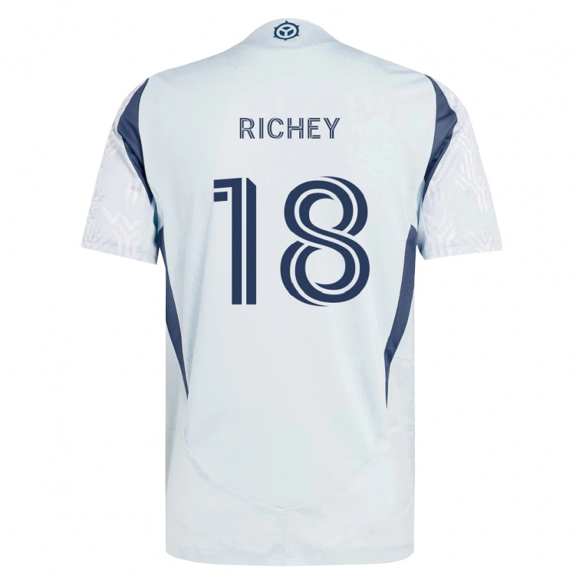 Danxen Børn Spencer Richey #18 Blågrå Hvid Udebane Spillertrøjer 2026/27 Trøje T-Shirt