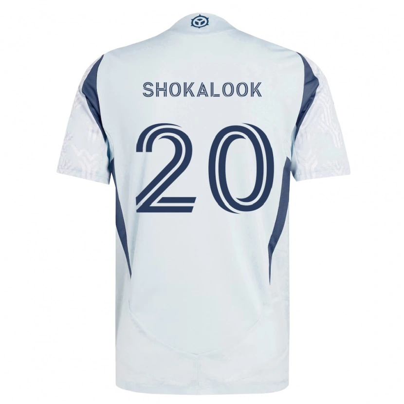Danxen Børn Jason Shokalook #20 Blågrå Hvid Udebane Spillertrøjer 2026/27 Trøje T-Shirt
