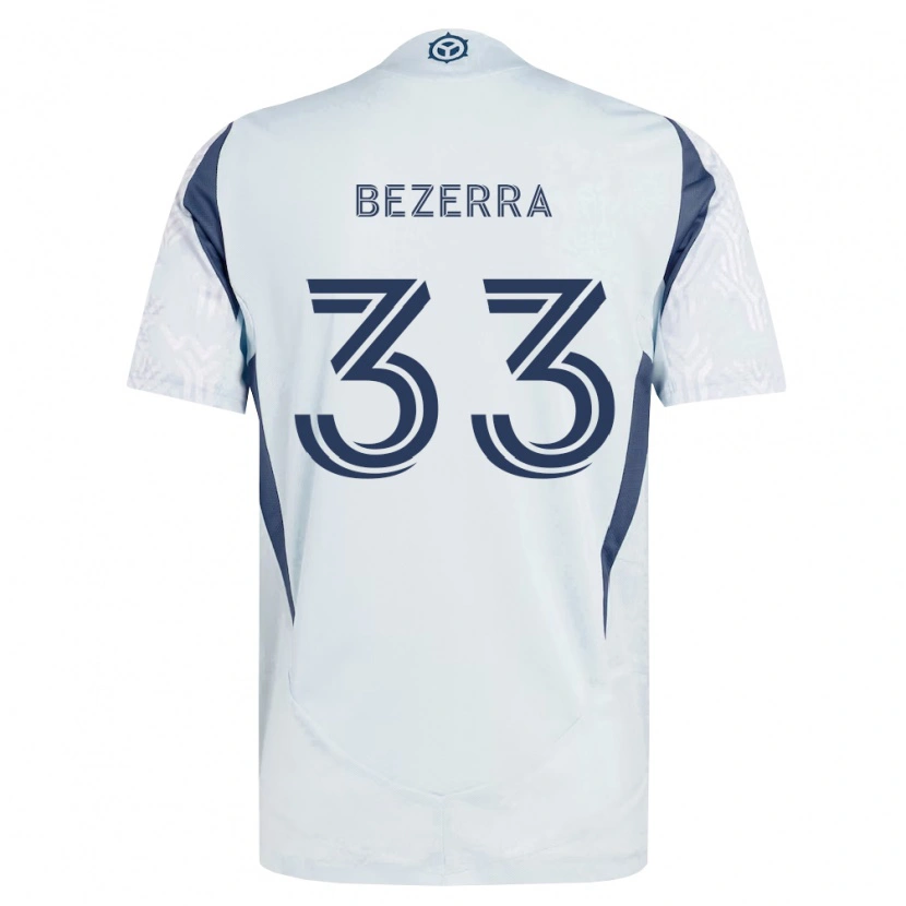 Danxen Børn Victor Bezerra #33 Blågrå Hvid Udebane Spillertrøjer 2026/27 Trøje T-Shirt