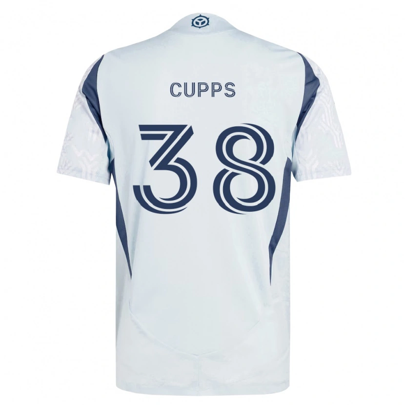 Danxen Børn Christopher Cupps #38 Blågrå Hvid Udebane Spillertrøjer 2026/27 Trøje T-Shirt