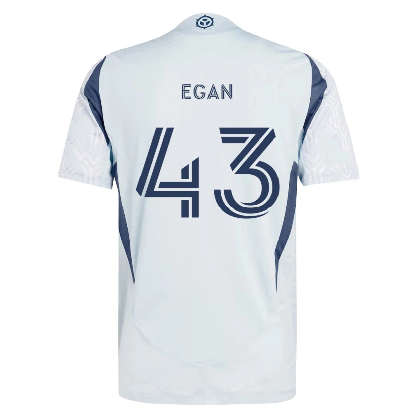 Danxen Børn Noah Egan #43 Blågrå Hvid Udebane Spillertrøjer 2026/27 Trøje T-Shirt