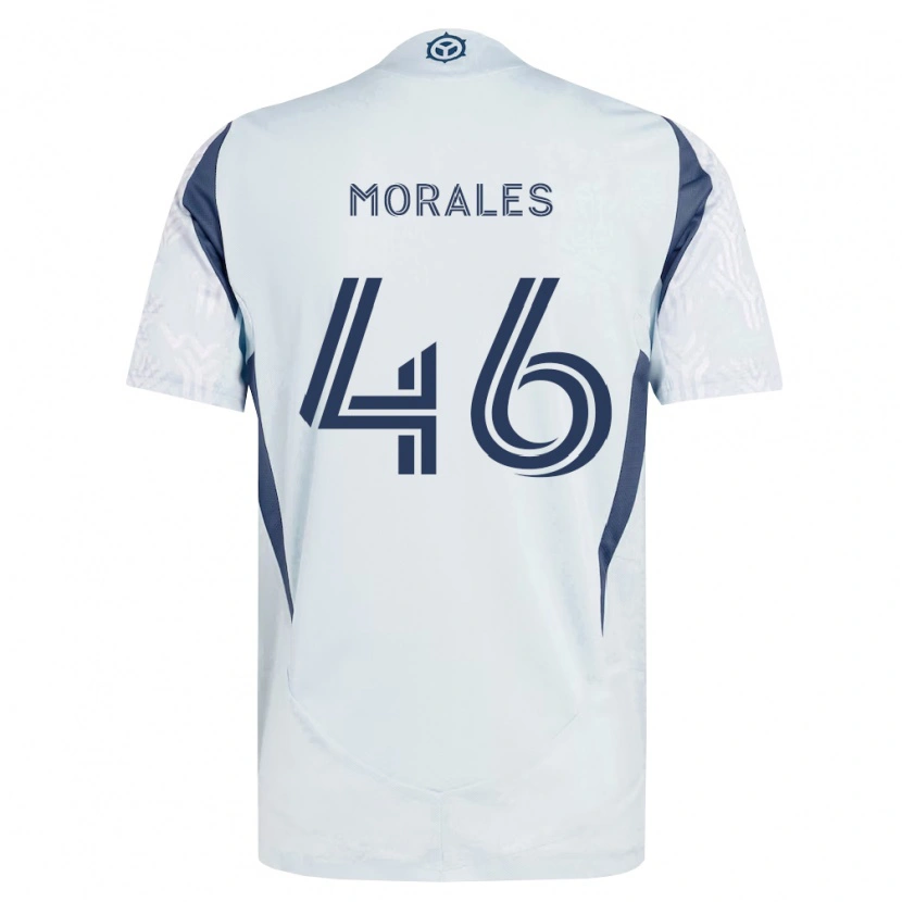 Danxen Børn Christopher Morales #46 Blågrå Hvid Udebane Spillertrøjer 2026/27 Trøje T-Shirt