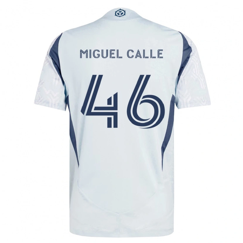 Danxen Børn Juan Miguel Calle #46 Blågrå Hvid Udebane Spillertrøjer 2026/27 Trøje T-Shirt