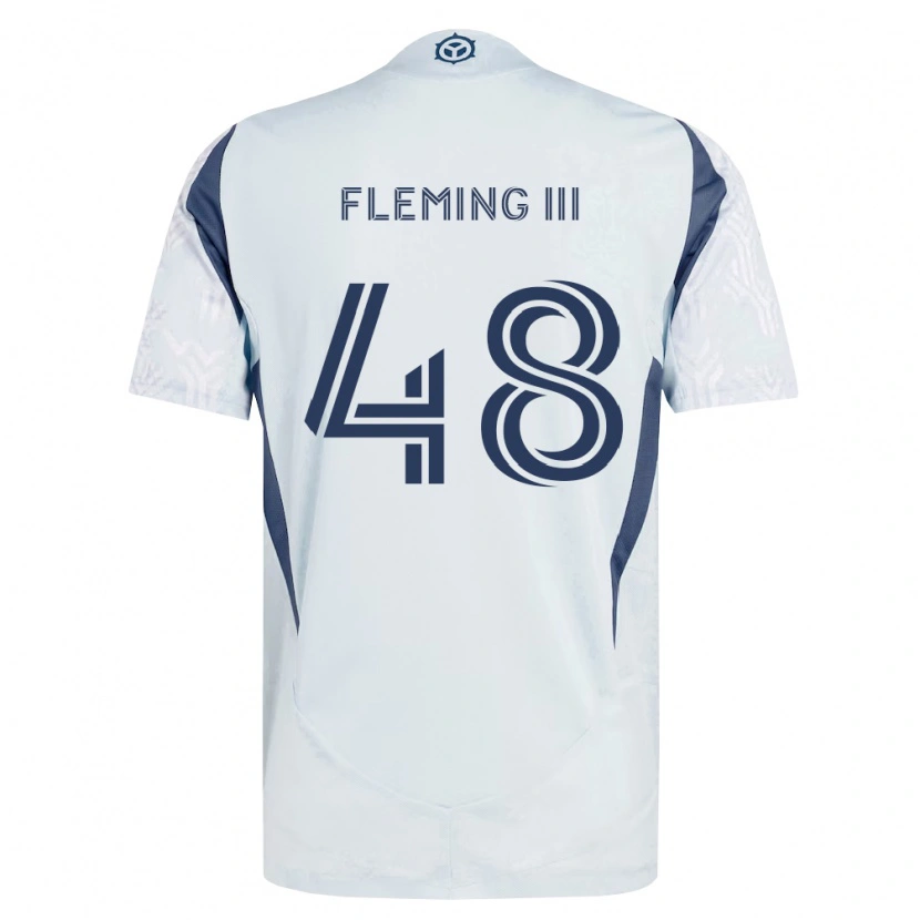 Danxen Børn Richard Fleming Iii #48 Blågrå Hvid Udebane Spillertrøjer 2026/27 Trøje T-Shirt