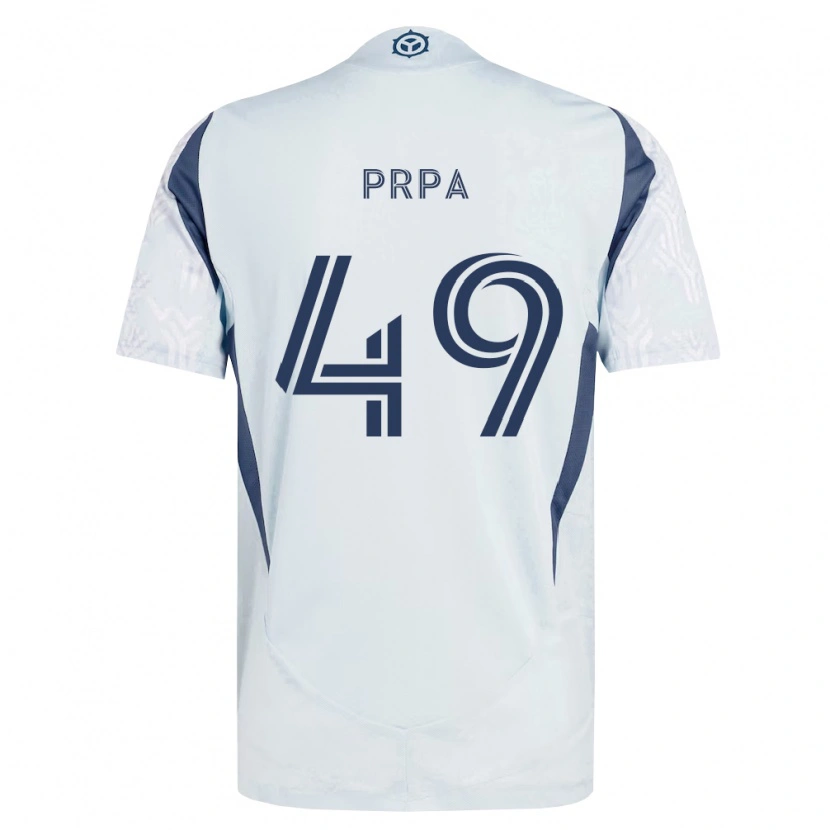 Danxen Børn Luka Prpa #49 Blågrå Hvid Udebane Spillertrøjer 2026/27 Trøje T-Shirt